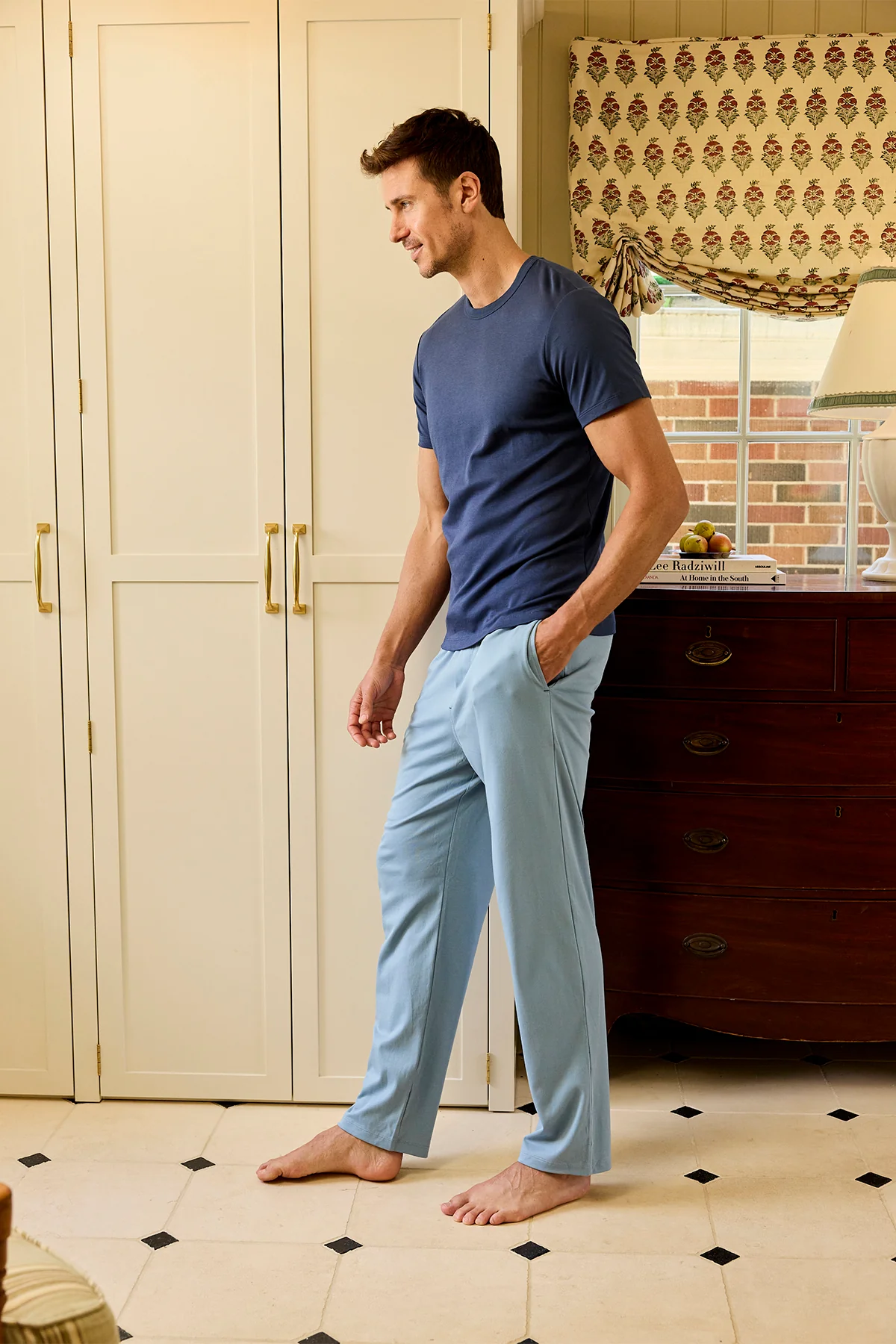Men's Pima Sleep Pants in Anchor Blue - Image 3