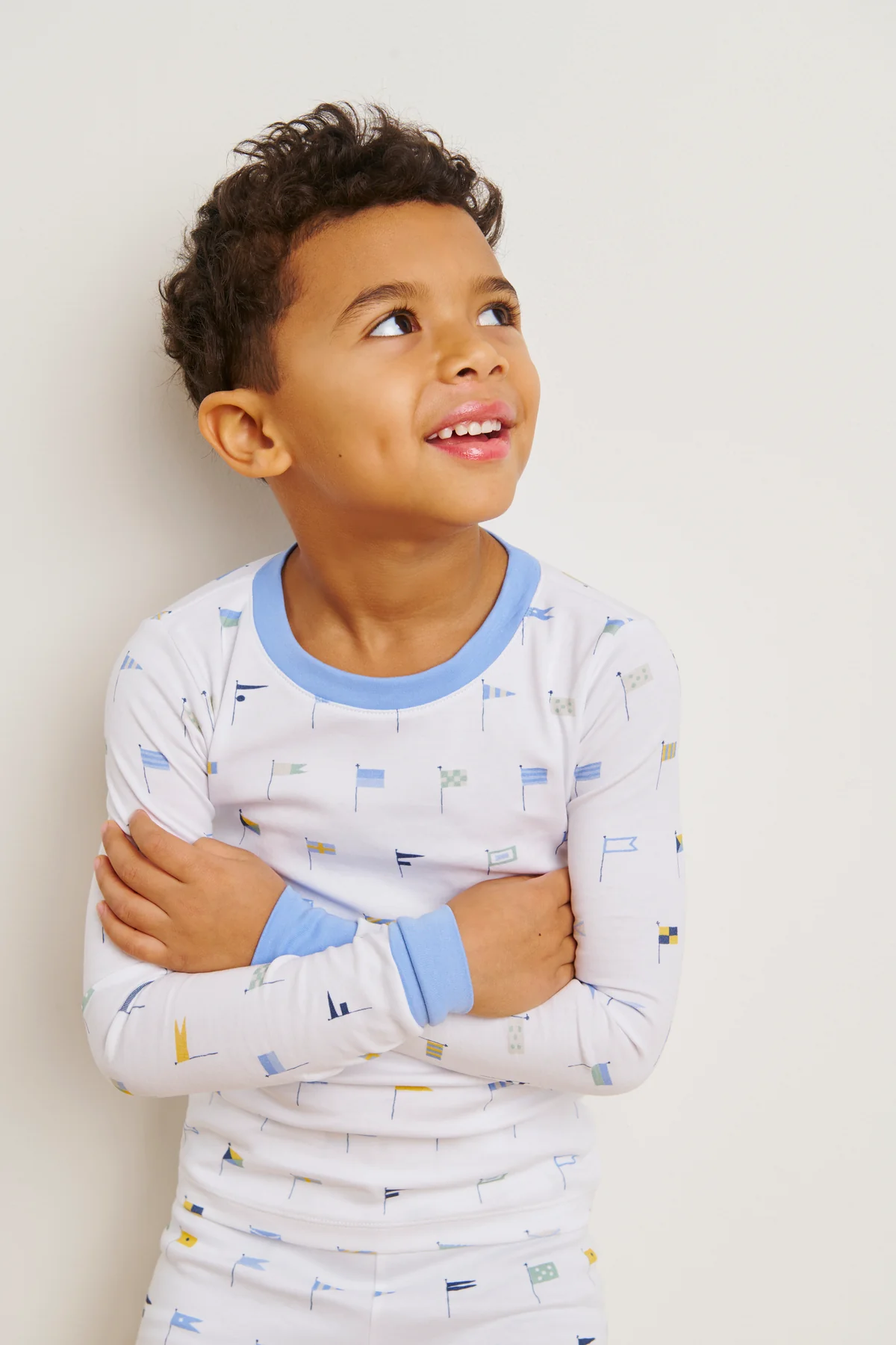 Kids Long-Long Set in Baltic Blue Nautical Flags - Image 2