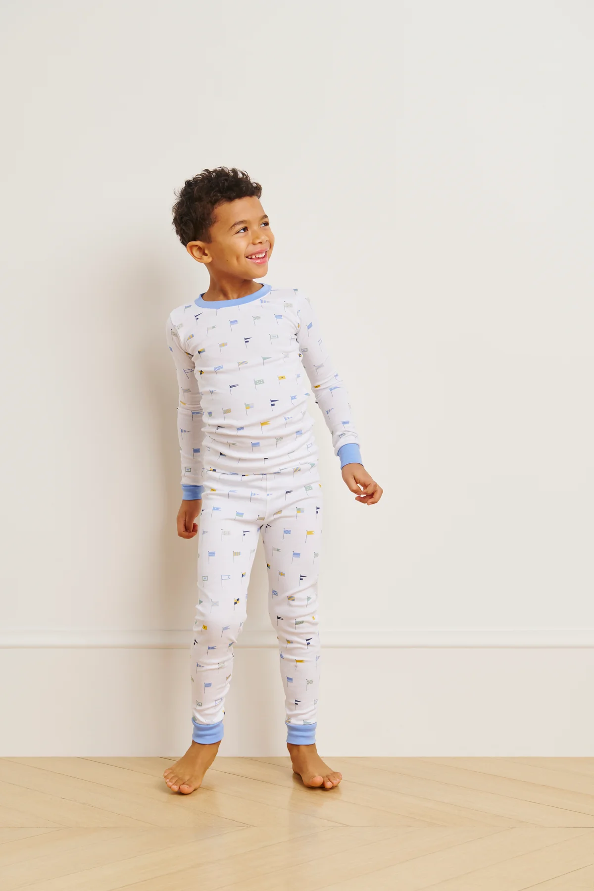 Kids Long-Long Set in Baltic Blue Nautical Flags - Image 3
