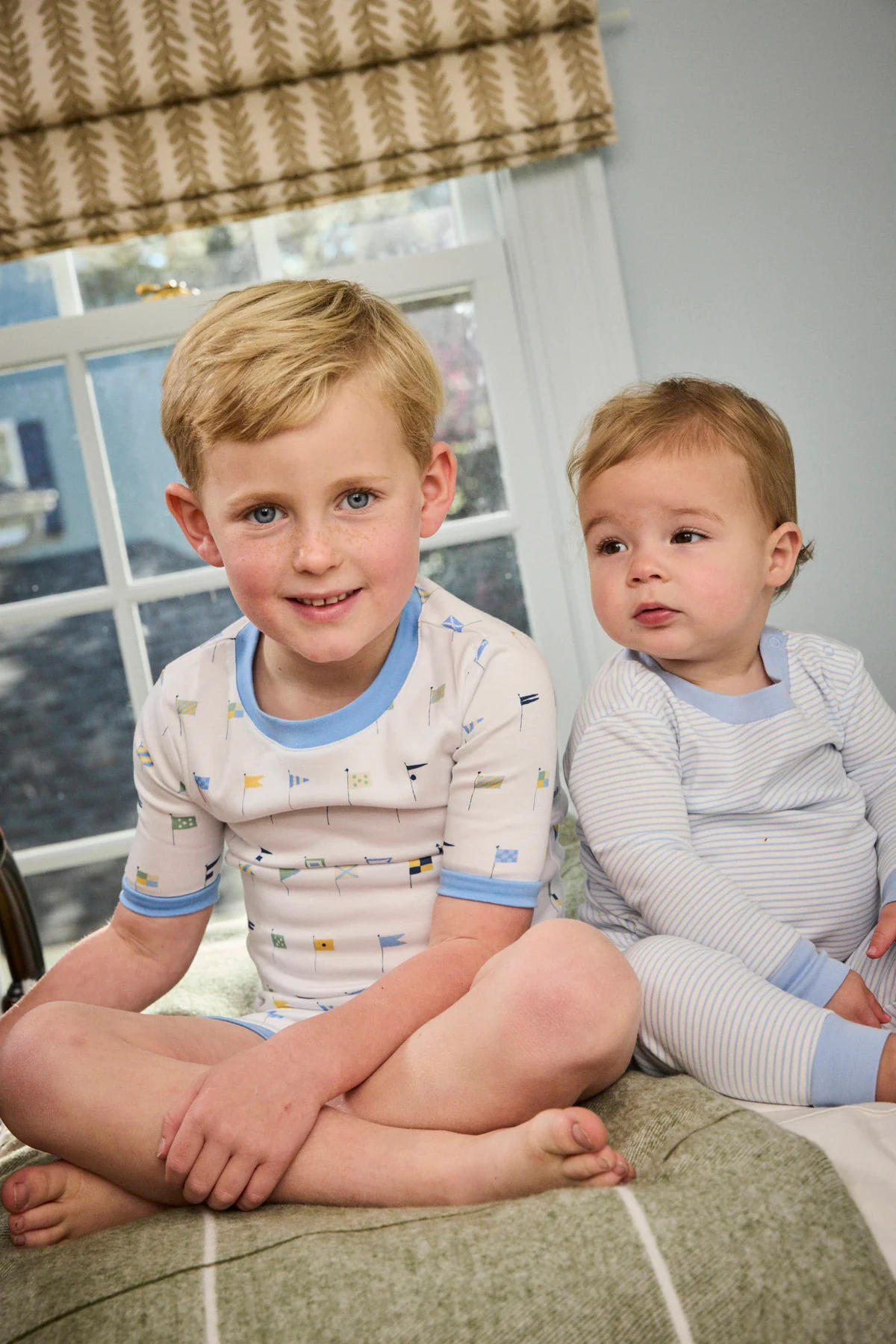 Kids Shorts Set in Baltic Blue Nautical Flags - Image 3