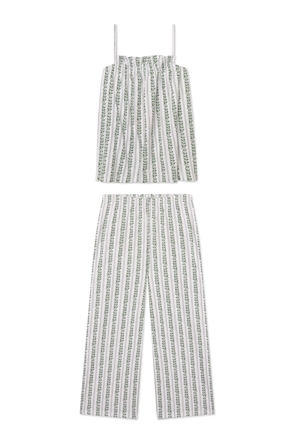 Pima Ruffle Pants Set in Eden Jasmine Vine