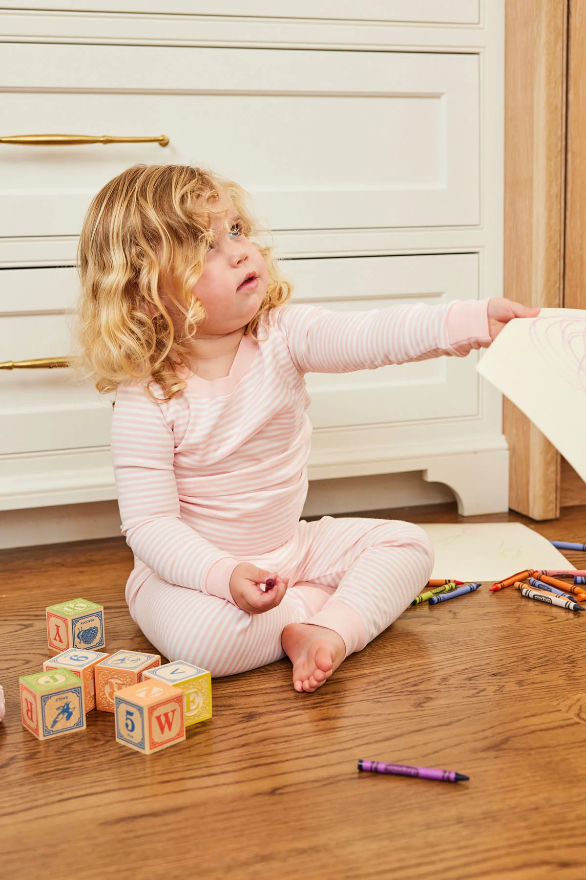 Kids Long-Long Set in English Rose Stripe - Image 3