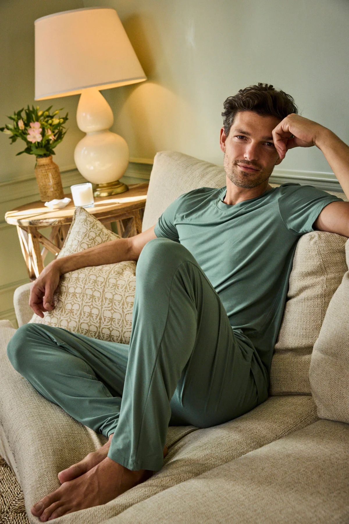 Men's Bamboo Lounge Set in Fairway Green - Image 3