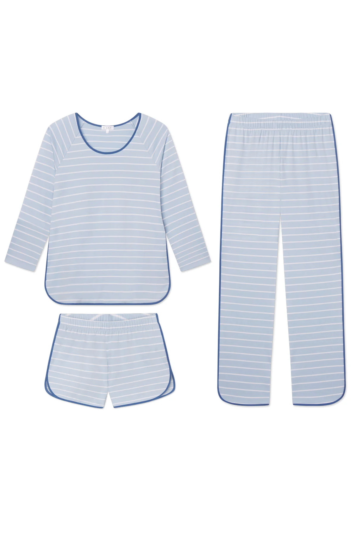 Pima Long Sleeve Bundle in French Blue Club Stripe