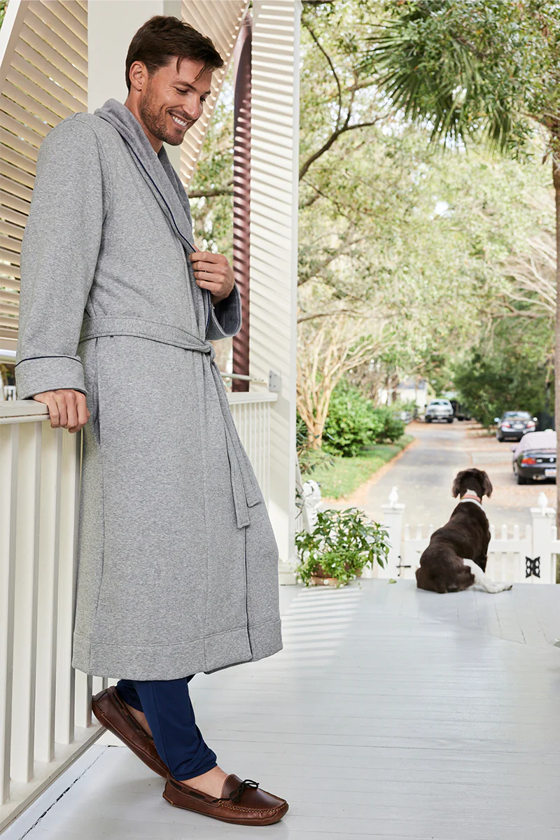 Men's Cozy Robe in Heather Gray - Image 4