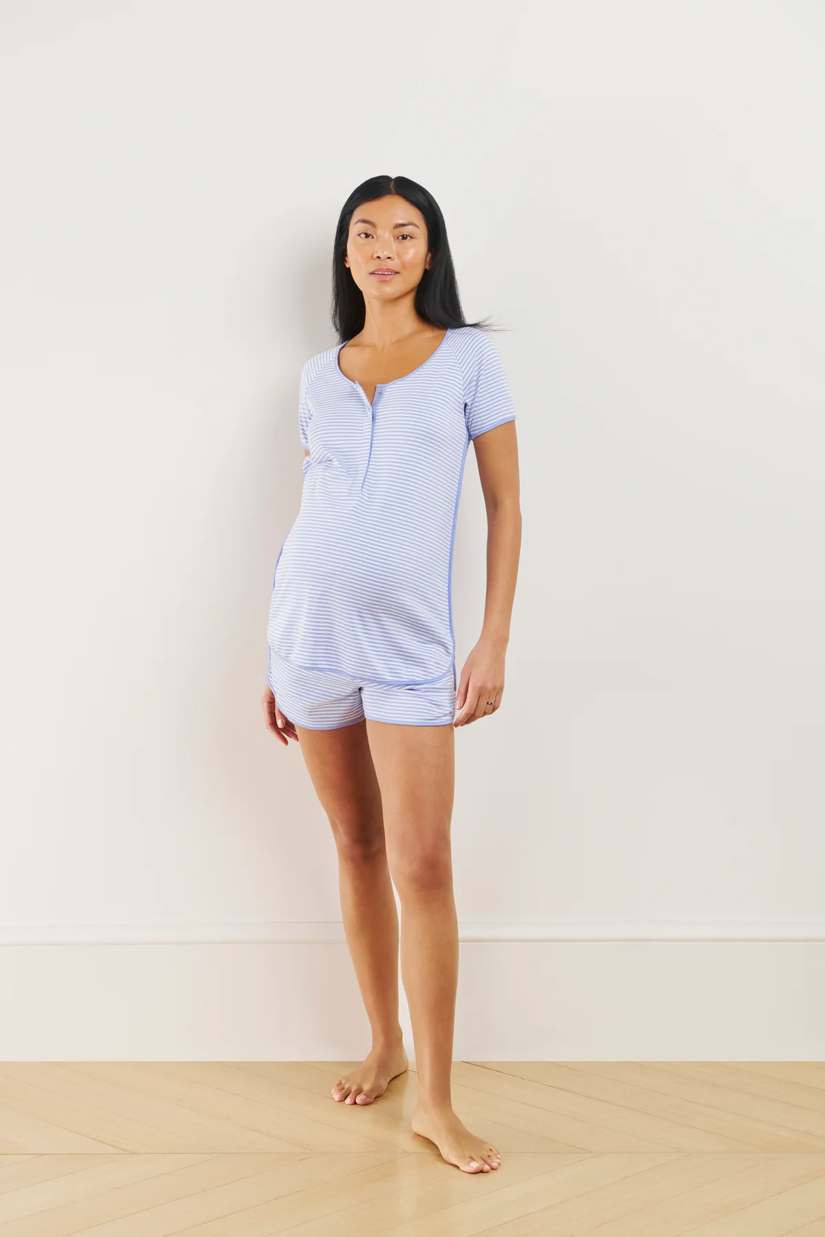Pima Maternity Shorts Set in Hydrangea - Image 3