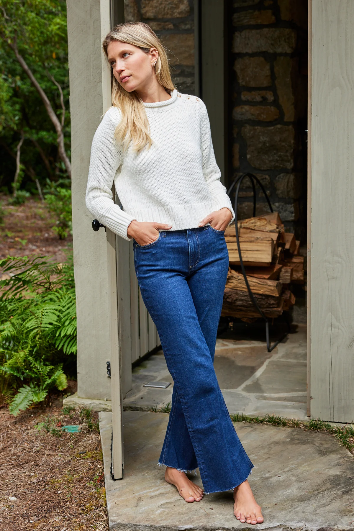 Jane Cotton Sweater in Ivory - Image 3