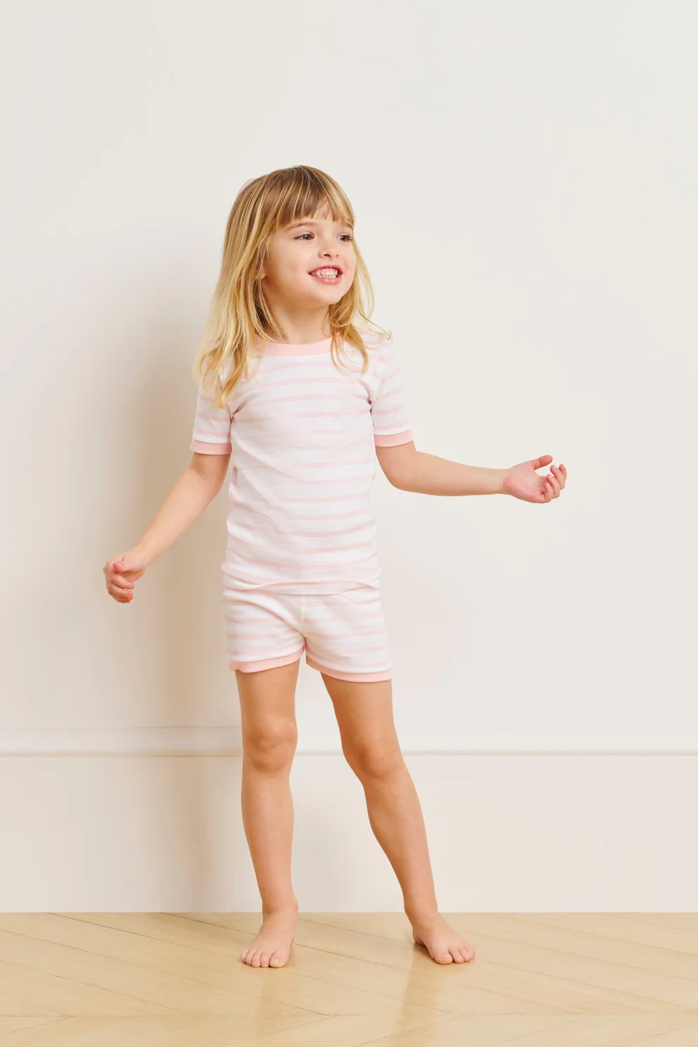 Kids Shorts Set in English Rose Triple Stripe - Image 3