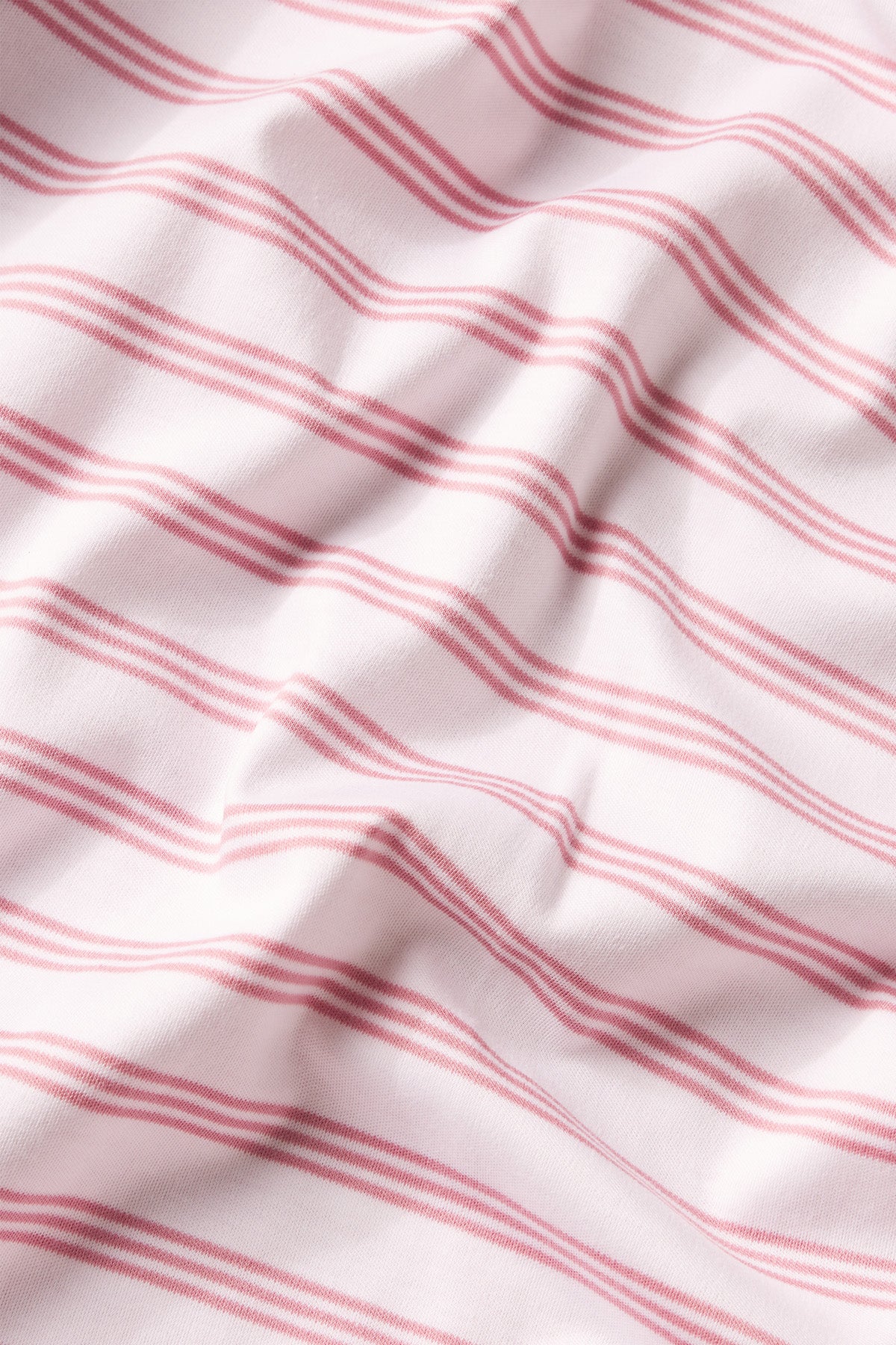 Pima Crew Long Sleeve Wide Leg Pajama Set in Light Camellia Triple Stripe - Image 5