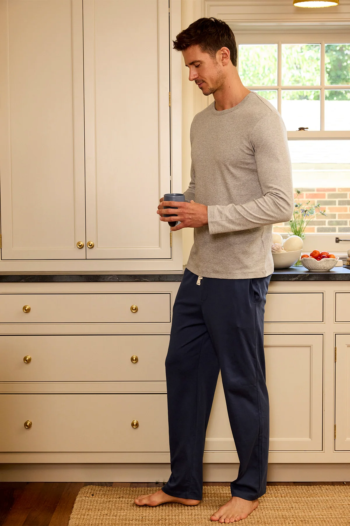 Men's Pima Sleep Pants in Navy - Image 3