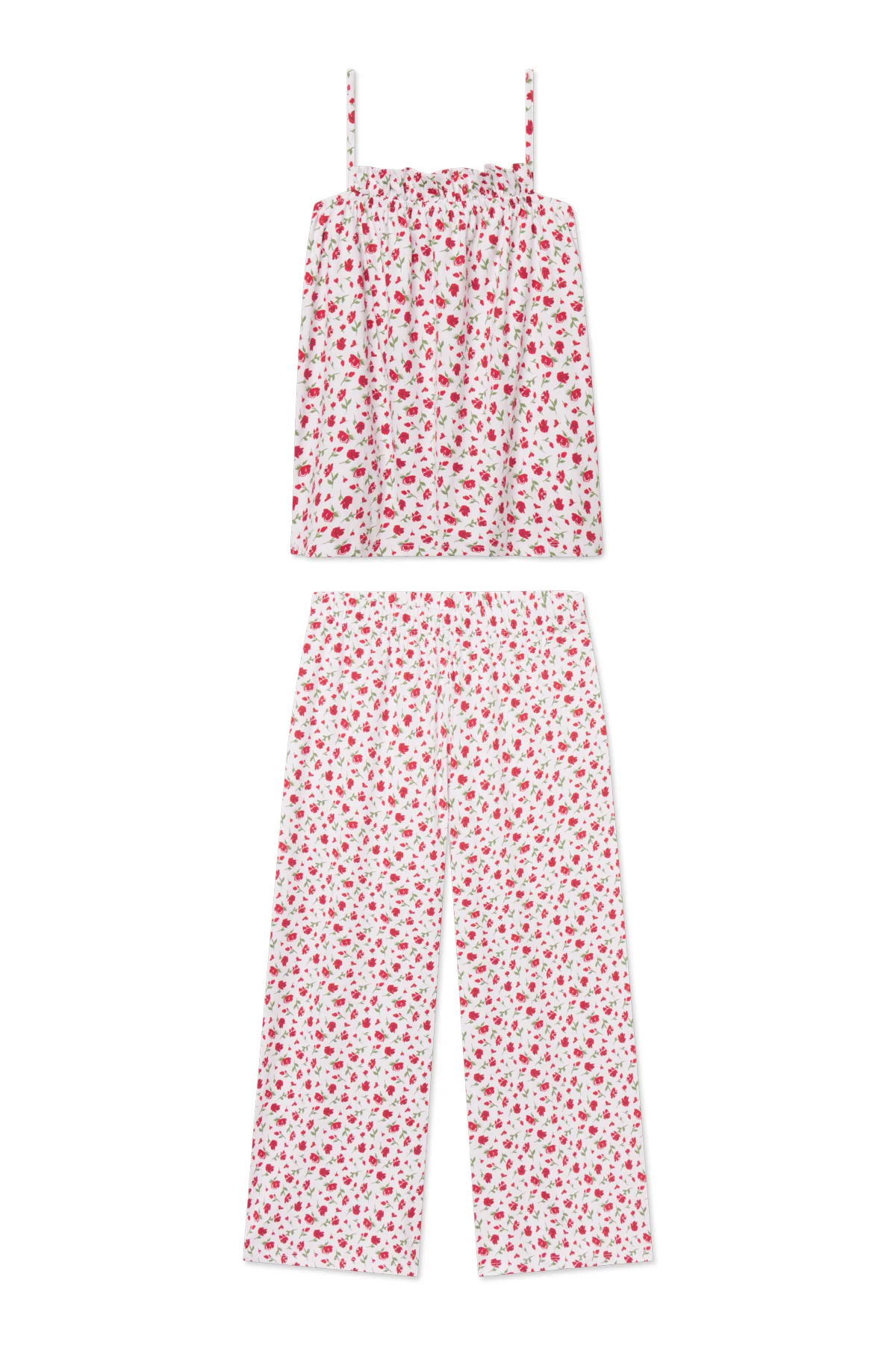 Pima Ruffle Pants Set in Rose Bouquet