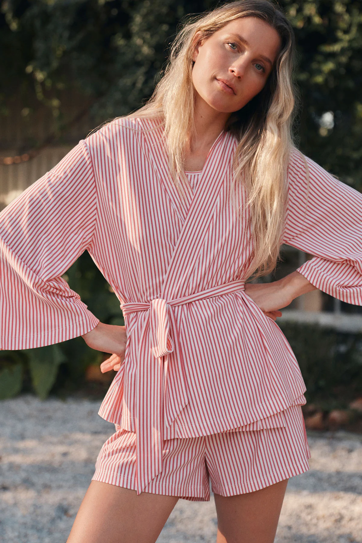 DreamModal™ Kimono Shorts Bundle in Winterberry Pencil Stripe - Image 2